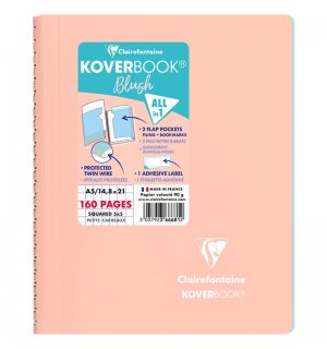 Clairfontaine Тетрадь в клетку на гребне Koverbook Blush коралловая A5