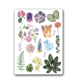 Crystals and Flowers. Лист виниловых наклеек А6
