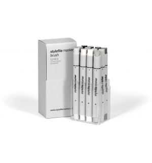 Stylefile Marker Набор маркеров Brush оттенки серый теплый (x12)