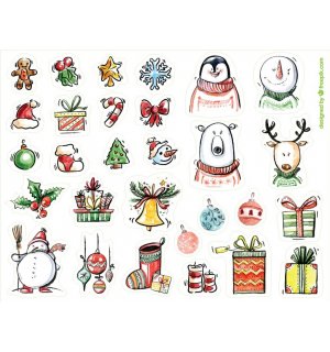 Новый Год. Лист виниловых наклеек А4