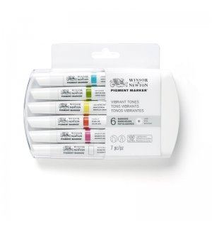Winsor & Newton Pigment Marker Набор маркеров 6 яркие оттенки (x6) 