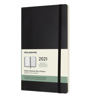Moleskine Еженедельник Classic Soft Weekly (2021), Large, черный