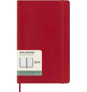 Moleskine Еженедельник Classic Soft Weekly (2024), Large, красный