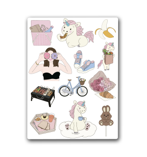 Unicorn Picnic. Лист виниловых наклеек А6