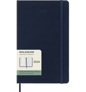 Moleskine Еженедельник Classic Weekly (2024), Large, синий сапфир