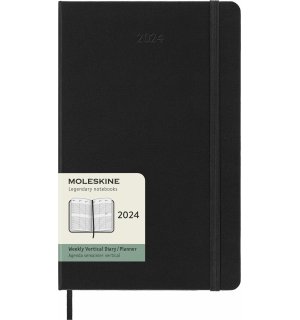 Moleskine Еженедельник Classic Weekly (вертикальный, 2024), Large, черный