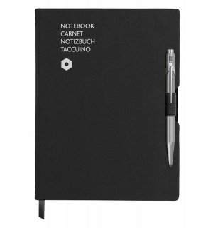 Caran d’Ache Записная книжка Office Black 849 (черная) A5 и ручка шариковая 849 (серый корпус)