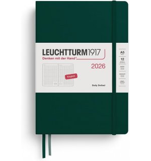 Leuchtturm1917 Ежедневник на 2026 год, Forest Green (темно-зеленый) день на странице Medium Dotted (в точку)