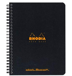 Rhodia Classic черная тетрадь на спирали (в точку)  A5