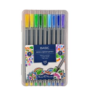 Bruno Visconti Набор ручек каппилярных (файнлайнеров) "BASIC" в пластиковом пенале, 0.4 мм, 18 цветов