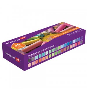 BRAUBERG ART DEBUT Пастель сухая художественная, 36 цветов, круглое сечение