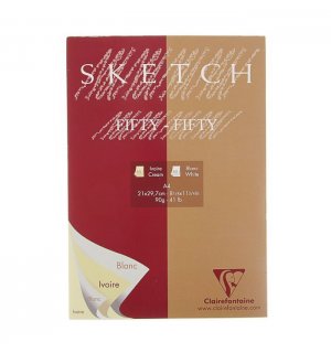 Clairefontaine скетчбук склейка Sketch Fifty-Fifty (бумага слоновой кости + белая) A4