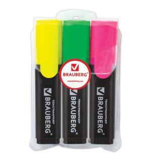 BRAUBERG "Contract" набор маркеров-текстовыделителей 3 шт., линия 1-5 мм