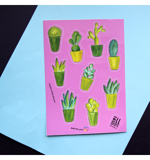 All Write Стикеры Кактусы на виниловой плёнке, A5