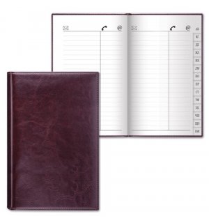 BRAUBERG Телефонная книжка А5, 136х202 мм, 96 л., вырубной алфавит, "Imperial", под гладкую кожу, темно-коричневая