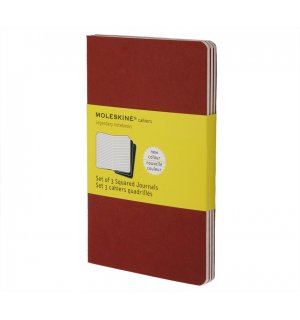 Записная книжка Moleskine Cahier (в клетку, 3 шт.), Pocket, красная