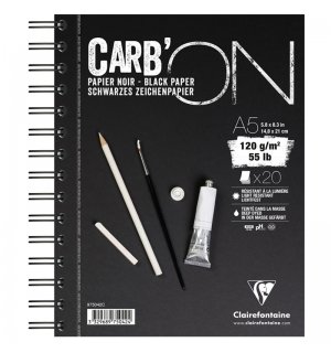 Clairefontaine скетчбук на спирали с черной бумагой Carb'ON A5