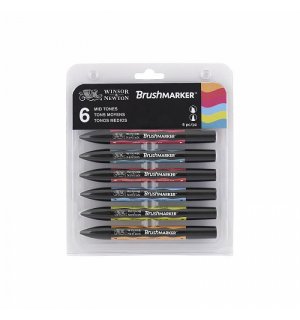 Winsor & Newton Brushmarker Набор маркеров 6 средних тонов (x6) 