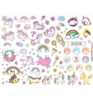 Единороги. Лист виниловых наклеек А4