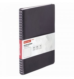 BRAUBERG Office PRO Тетрадь на гребне, черная, 80 л. А5