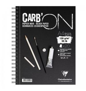 Clairefontaine скетчбук на спирали с черной бумагой Carb'ON A4