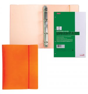 HATBER Тетрадь на кольцах, 120 л., пластиковая обложка, DIAMOND-оранжевая