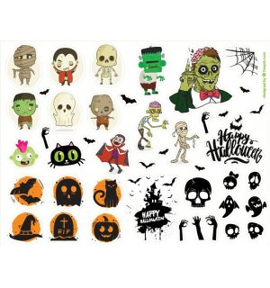Хеллоуин (Halloween). Лист виниловых наклеек А4