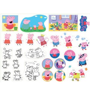 Свинка Пеппа (Peppa). Лист виниловых наклеек А4