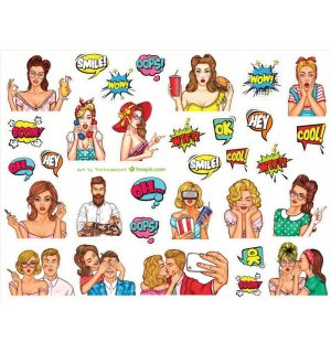 PopArt. Лист виниловых наклеек А4