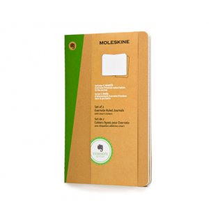 Записная книжка Moleskine Evernote Cahier (в линейку), Large, бежевая (2шт.)