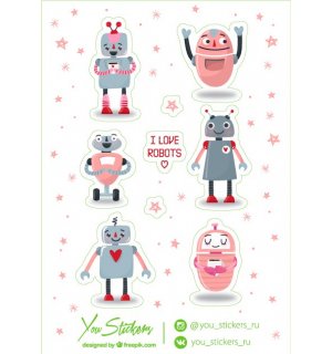 Robots. Лист виниловых наклеек А6