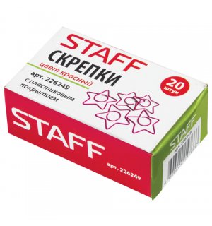 STAFF Скрепки "Звезда", 20 штук, в картонной коробке