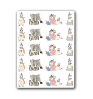 Unicorn Reading. Лист виниловых наклеек А6