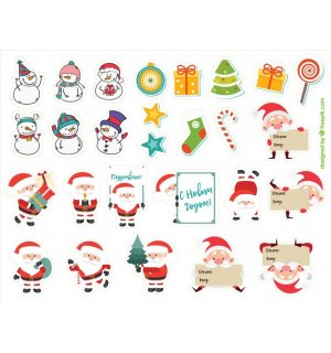 Новый Год (Дед Мороз). Лист виниловых наклеек А4