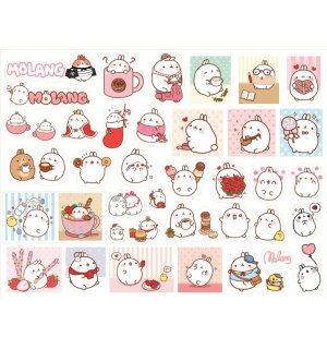 Кролик Моланг (Bunny Molang). Лист виниловых наклеек А4