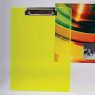 BRAUBERG Доска-планшет "Energy", с верхним прижимом, А4, пластик, 2 мм, неоновый желтый