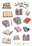 Vintage Books. Лист виниловых наклеек А5