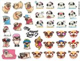 Мопс. Лист виниловых наклеек А4