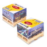 BRAUBERG Блок самоклеящийся (стикер), 76×76 мм, 400 л., белый, дизайн «контейнер», на деревянной подставке