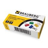 BRAUBERG Зажимы для бумаг, комплект 12 шт., 19 мм, на 60 л., цветные, в картонной коробке