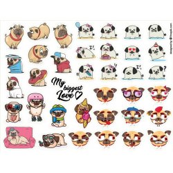 Мопс. Лист виниловых наклеек А4