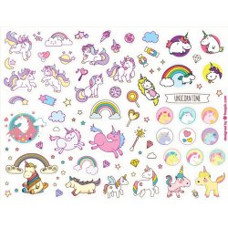 Единороги. Лист виниловых наклеек А4