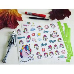 Unicorn_Crazy. Лист виниловых наклеек А4