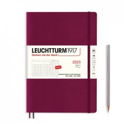 Leuchtturm1917 Планер-блокнот ежемесячный на 2023 год, 16 месячный, Soft Cover Composition Port Red винный B5