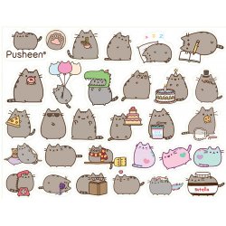 Котейка Pusheen (Pusheen). Лист виниловых наклеек А4
