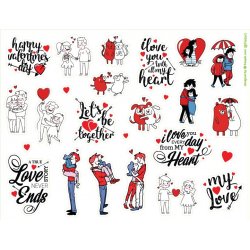 Valentine's Day (День Святого Валентина). Лист виниловых наклеек А4