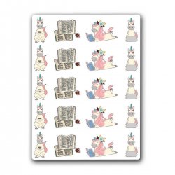 Unicorn Reading. Лист виниловых наклеек А6